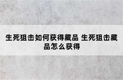 生死狙击如何获得藏品 生死狙击藏品怎么获得